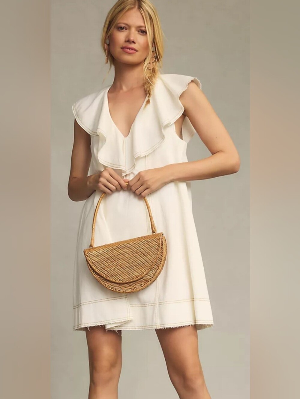 Pilcro Ruffle V-Neck Shift Dress  size S